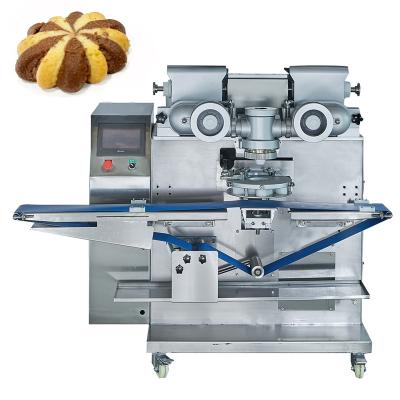 China Automatic Chip Cookies Making Machine Guangdong Two Colors Chocolate Encrusting Machine Electric Bakery Biscuit Machine for sale