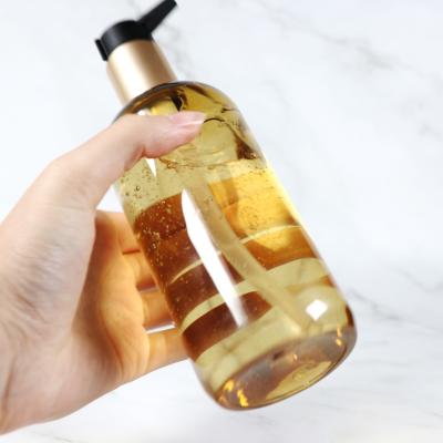 중국 High End Cosmetic Plastic Bottle Plastic Gold Shampoo Bottle Bottle For Hair Oil 판매용