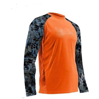 China New Style QUICK DRY Color Block Camouflage Pattern Vented Fishing Shirts Long Sleeve UV Protection Fishing Shirts Custom Performance for sale