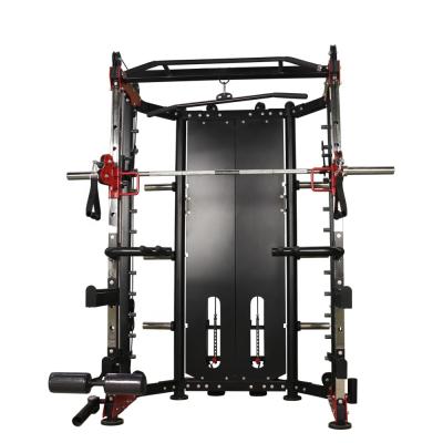 China Universal 4 in 1 Smith Machine Rack Mutli Function Station Strength Training Weightlifting Bearings All in One Gym Cable Machine for sale