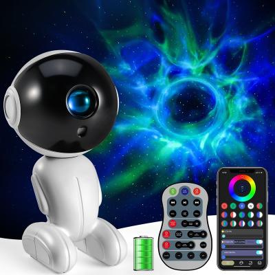 China White Rechargeable Star Galaxy-Projector Night Light Robot Astronaut Lights Exquisite Ornaments Game Room Decoration for sale