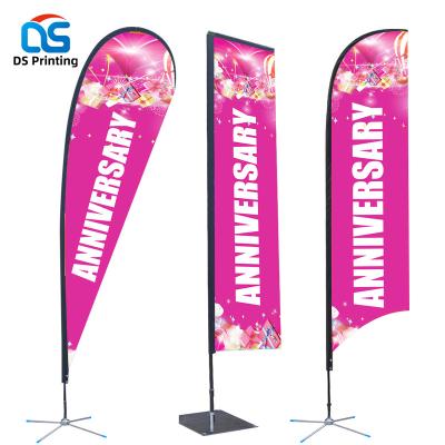 China FLYING Mexican Liquor Store Food Wash Polyknit Windless with Poles Stand Base 5M 10m Custom Feather Rainbow Standing Flags for sale