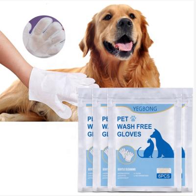 China Pet Disposable Spa Stocked Cleaning Wash Grooming Wet Gloves Dust Hair Anthracnoses Residue Remover Glove Deodorizer Refreshing Aloe Cloth for sale