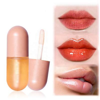 China Mini Size Private Label Sunscreen Moisturizing Vegan Lip Gloss Serum Lip Plumper Oil With Ginger Extract Palm Oil Beeswax for sale