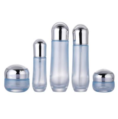 China Recycable luxury purple glass cosmetic jars face cream container and glass cosmetic jars wholesale for sale