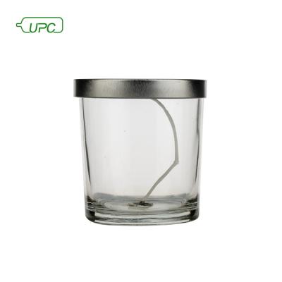 China Home Decoration 350ml Custom Candle Jars With Lid Silver With Logo White Glass Candle Jar for sale