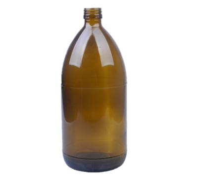 China Large capacity pharmaceutical 1 liter pharmaceutical amber glass bottle for sale