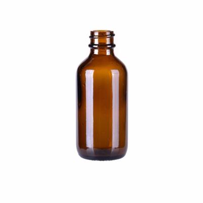 China Pharmaceutical 1oz Boston Amber Round Glass Bottles With Cap for sale