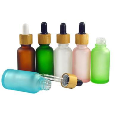 China 50ml 30ml pharmaceutical frosted glass bottle for oil with dropper for sale