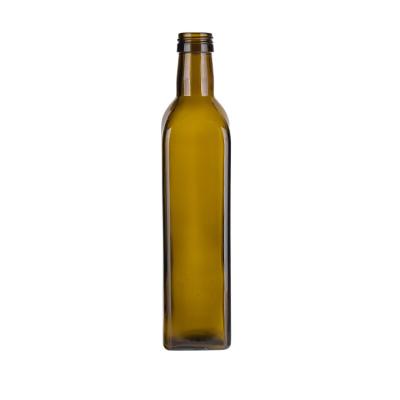 China Dark Green Custom Printing Cooking Oil Square 750ml Marasca Olive Oil Glass Bottle for sale