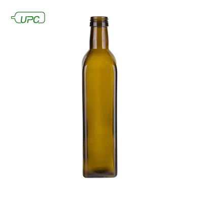 China Empty antique square glass frying oil bottle for olive oil for sale