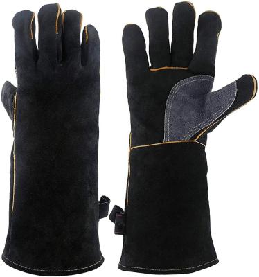 China Flame Retardant Comfortable End With Aramid Stitching Perfect For Grilling BBQ Welding Leather Heat Resistant Gloves for sale