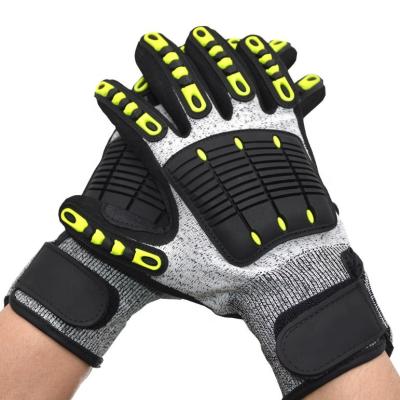 China Impact Level 5 Oil Proof Wear Resistant Sandy Nitrile Mechanical Shockproof TPR Coated Impact Gloves for sale