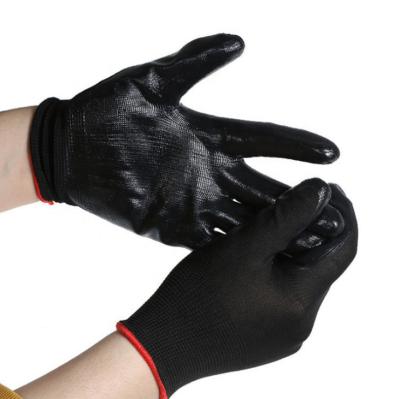 China Nitrile Gloves 13 Nitrile Black Nylon Smooth Oil Coating Heavy Duty Safety Work Gloves For Industry for sale