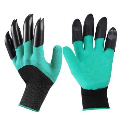 China Wholesales Breathable Foam Gardening Waterproof Latex With Claws Digging Planting Gardening Gloves for sale