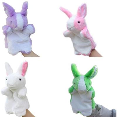 China Cute Fluffy Cartoon Hand Puppet Doll Plush Toy Bunny Finger Toys Kindergarten Rabbit Animal Glove for sale