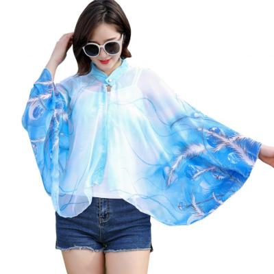 China Ladies Electric Car Apparel Summer Print Sleeve Silk Rise Cuff Shading Sunscreen Scarf Sun Protection UV Shawls for sale