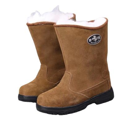 China Anti-Skid Work Boots Oil Shoes With Anti-Static, Oil-Proof, Anti-Sting Steel Head To Protect Toe Fake Fur Inside Cow Suede Leather for sale