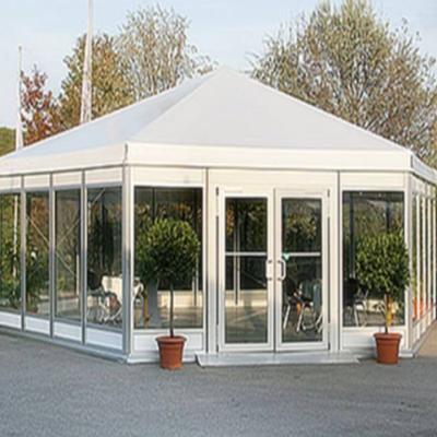 China Extruded aluminum alloy frame 15x50 big wall glass marquee party aluminum tents hard pressed for weddings for sale