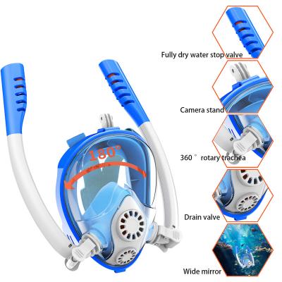 China Wholesale Custom Quality PC+silicone+nylon+spandex CE Certification Dual Scuba Diving Mask Kids Snorkeling Diving Head-mounted Breath Tube Mask for sale