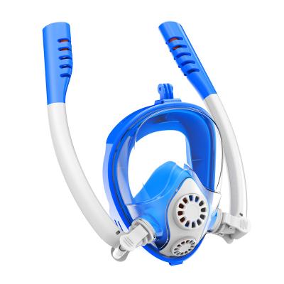 China Full Face Children Mask Equipment Pc+Silicone+Nylon+Spandex Professional Swimming Snorkeling Snorkeling Head-mounted Dual Suit Snorkel Mask for sale