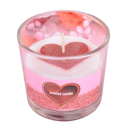 China Hot Selling Weddings Confession Heart Shaped Smokeless Aroma Glass Candle Romantic Valentine's Day Aroma Candle In Stock Wholesale for sale