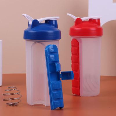 China Factory Folding Motion Mixing Cup600MLShake Cup With Handle Sports Fitness One Week Pill Box Shake Cup for sale