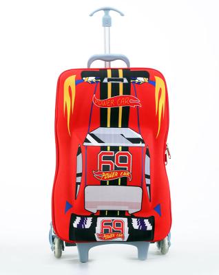 China Children's School Trolley Cartoons Trolley Case 3D Car Cartoon School Trolley Luggage Bag Models for sale