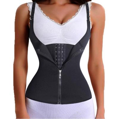 China Antibacterial Antibacterial Latex Zipper Waist Trainer Vest 6 Steel Boned Shaperwear for sale