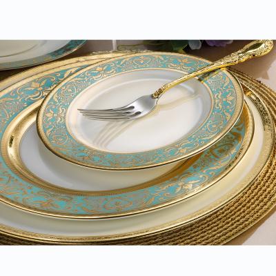 China Eco-Friendly Dinnerware Sustainable Bone China Wholesale Take Care Dinnerware Dinner Set European Fine Porcelain Dinner Service for sale