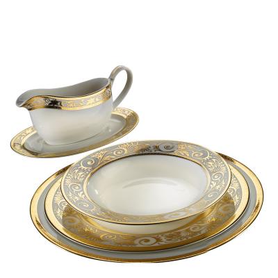 China Eco-Friendly Dinnerware Sustainable Bone China Wholesale Take Care Dinnerware Dinner Set European Fine Porcelain Dinner Service for sale