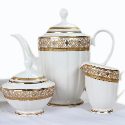 China Viable wholesale russian style ceramic tea set fine bone china dinnerware teapot tea cup and saucer for sale