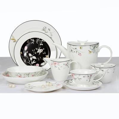 China Sustainable Hot-selling Turkish Style Printed Ceramic Tea Set Bone China Fine Coffee Set for sale