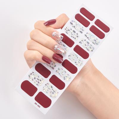 China Professional Self-adhesion Plastic 3D Full Art Nail Sticker Maker Wholesale Price Nail Strips Sticker for sale