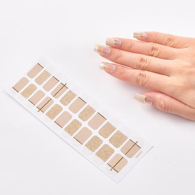 China Wholesale 22pcs Gold Plastic Designs Glitter Nail Foil Nail Wrap Sticker for sale