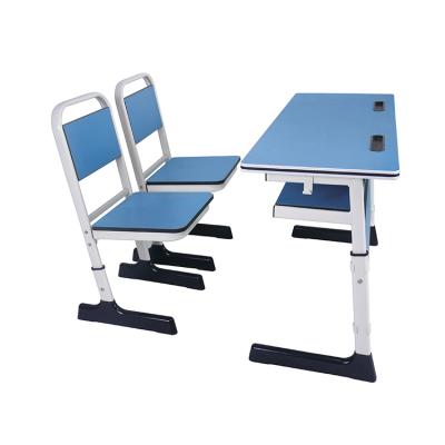 China Modern Wholesale Modern Furniture Classroom Furniture Ergonomic Kids Double Chairs Steel And Wood School Desks Study Table And Chair for sale