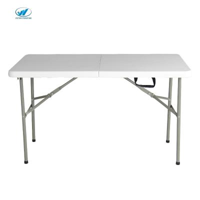 China Foldable Half Rectangle Folding Customized Top Size Garden BBQ Table School Meeting Training Table And Chair Plastic Sets for sale