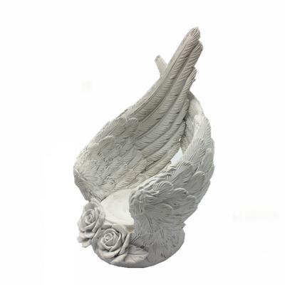 China Resin Angel Wings Votive Candle Holder Ornament Wedding Decoration Candle White Elegant Candle Holders for sale