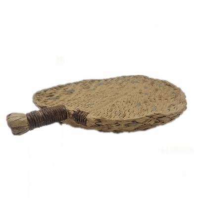 China Home Decorative Breakfast Drinks Snack Cracker Rattan Style Resin Weave Round Serving Coffee Storage Tray With Handle for sale