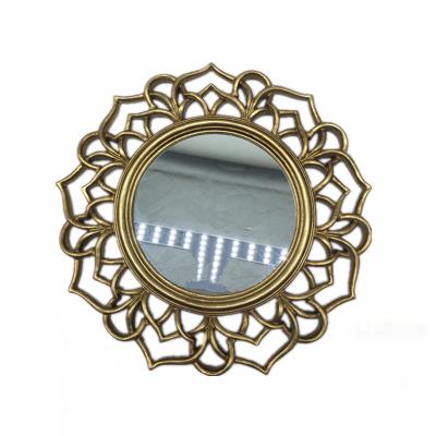 China Retro Mirror Golden Handmade Hanging Wall Mirror for Home Decor for sale