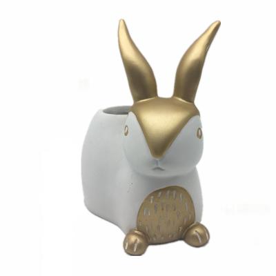 China Wholesale Resin Flower Pot and Planters Cute Animals Rabbit Pot Jardiniere for Table Garden Decoration for sale