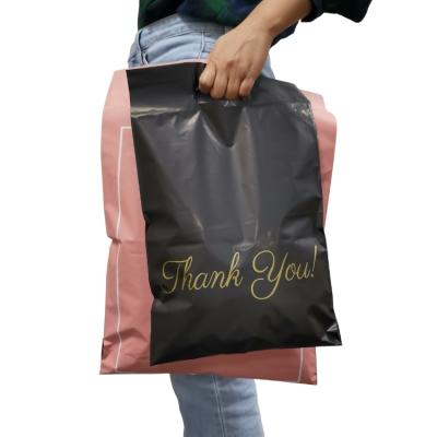 China Recyclable Custom Printing Logo Design Black Pink LDPE/HDPE Handle Plastic Bag Die Cut Shopping Bag For Clothing/Shoe Packaging for sale