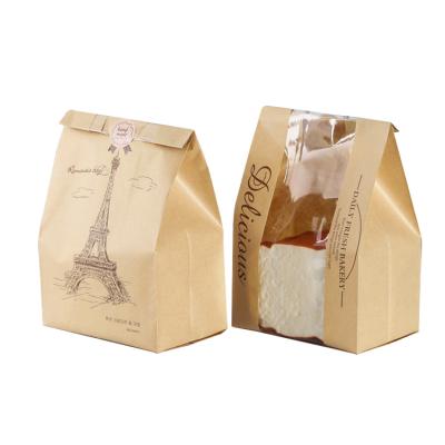 China Disposable Customize Eco-friendly Food Grade Window Paper Bread Bag Wax Paper Bread Bag Kraft Paper Bag For Bread for sale