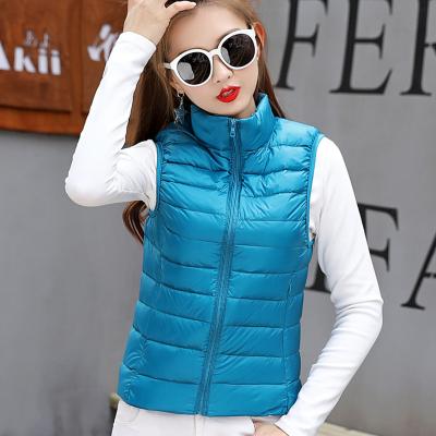 China Waterproof In Running Womens Sleeveless Womens Ultra Light Down Vests Slim Girl Vest Jacket Plus Light Windproof Warm Vest for sale