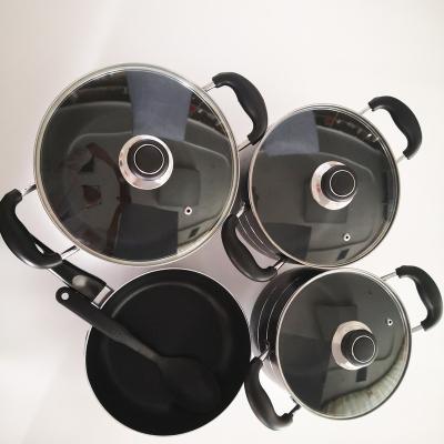 China Sustainable Hot Selling Non-stick Black Coated Aluminum Cooking Pot Pots for sale