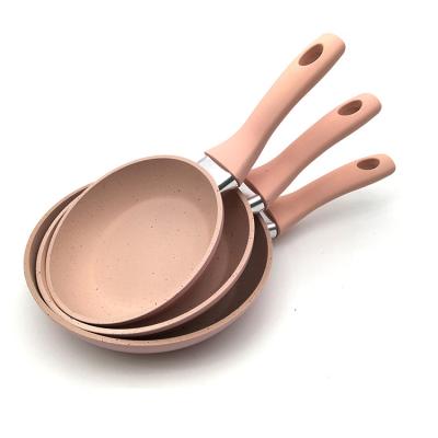 China Viable Colored Marble Coating Kitchen Cooking Pot Cookware Set Nonstick Egg Frying Pan Set Forged Fry Pan for sale