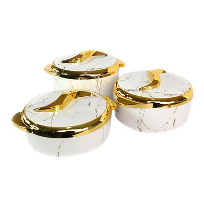 China Freshness Preservation 3 PCS Gold Food Container Warmer Set for sale