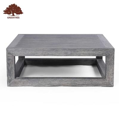 China Home Living Room French Style New Arrival Solid Wood Furniture Solid Oak Wood Sweep Rectangle Coffee Table for sale