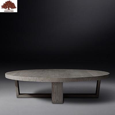 China European style home living room furniture solid wood solid oak round coffee table modern design for sale