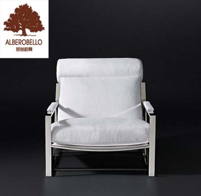 China Eco-Friendly Metal Frame Chair With Arms Single Seater Sofa Stainless Steel Accent Chair for sale